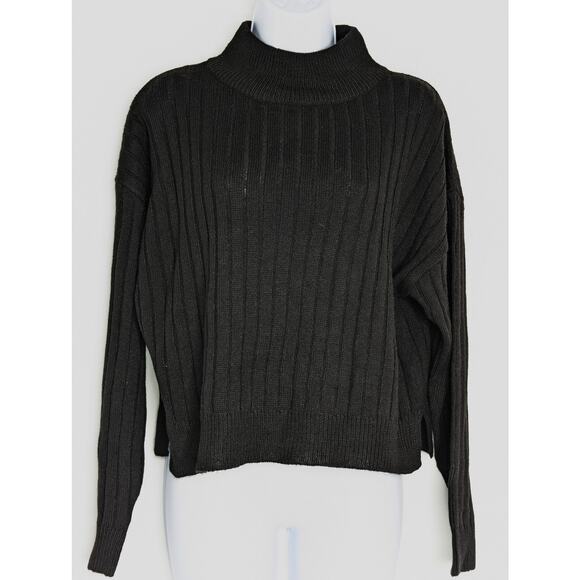 Black Knit Ribbed Sweater Funnel Neck Topshop - Picture 11 of 12